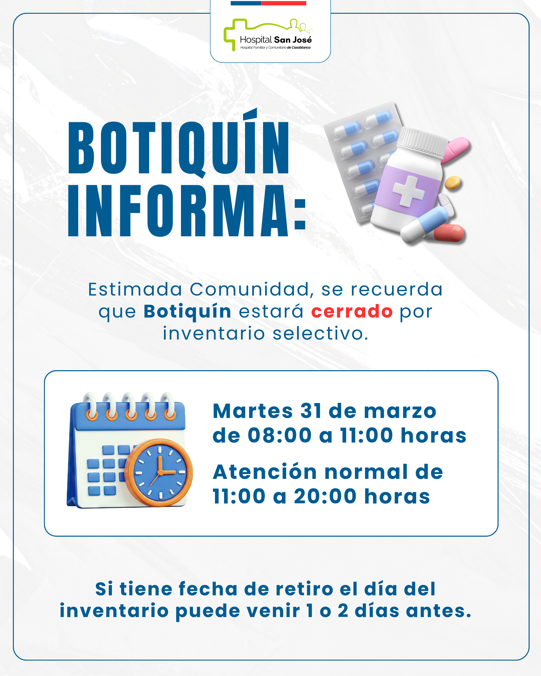 CIERRE DE BOTIQUÍN 31 MARZO