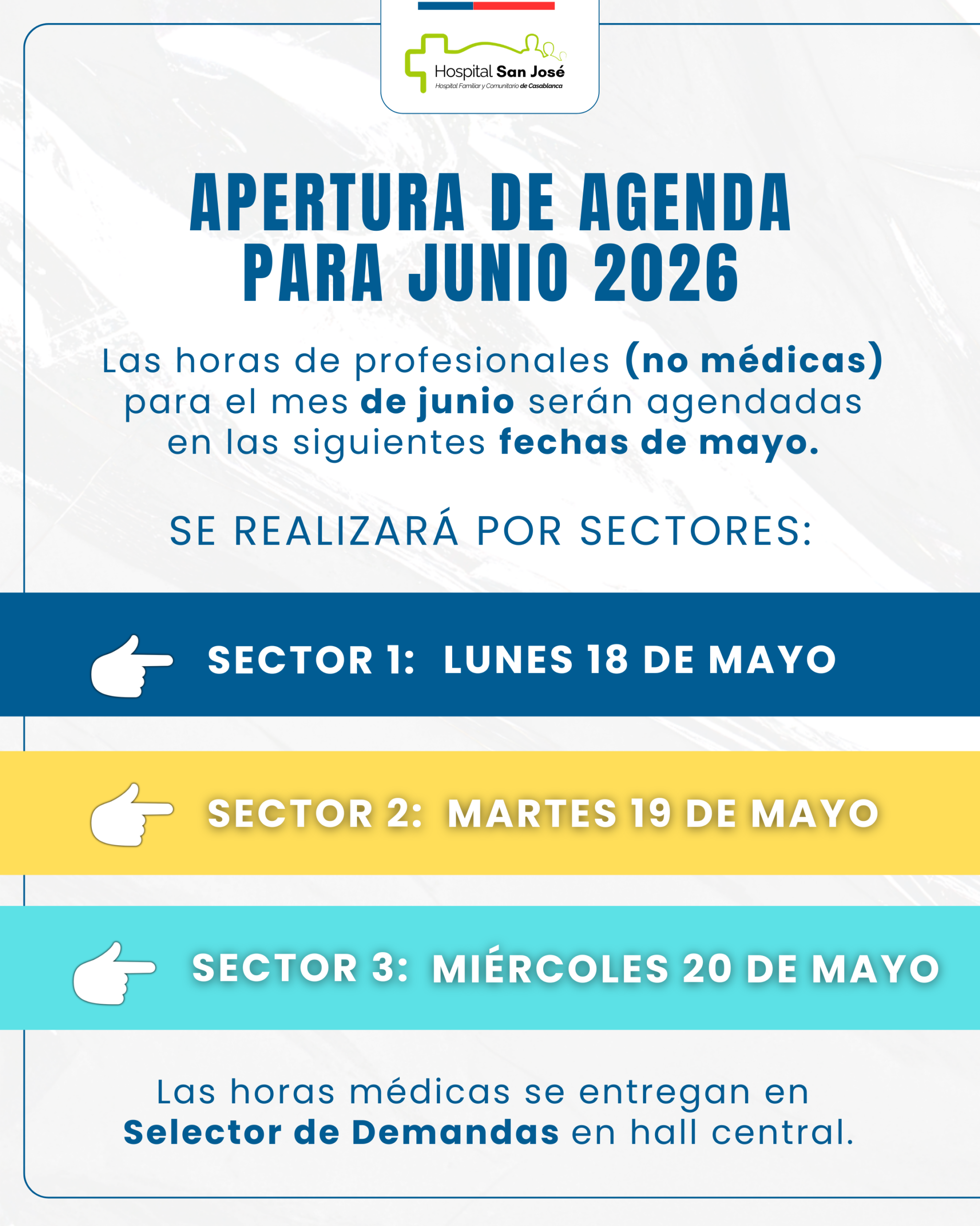 APERTURA DE AGENDAS DE MAYO PARA JUNIO