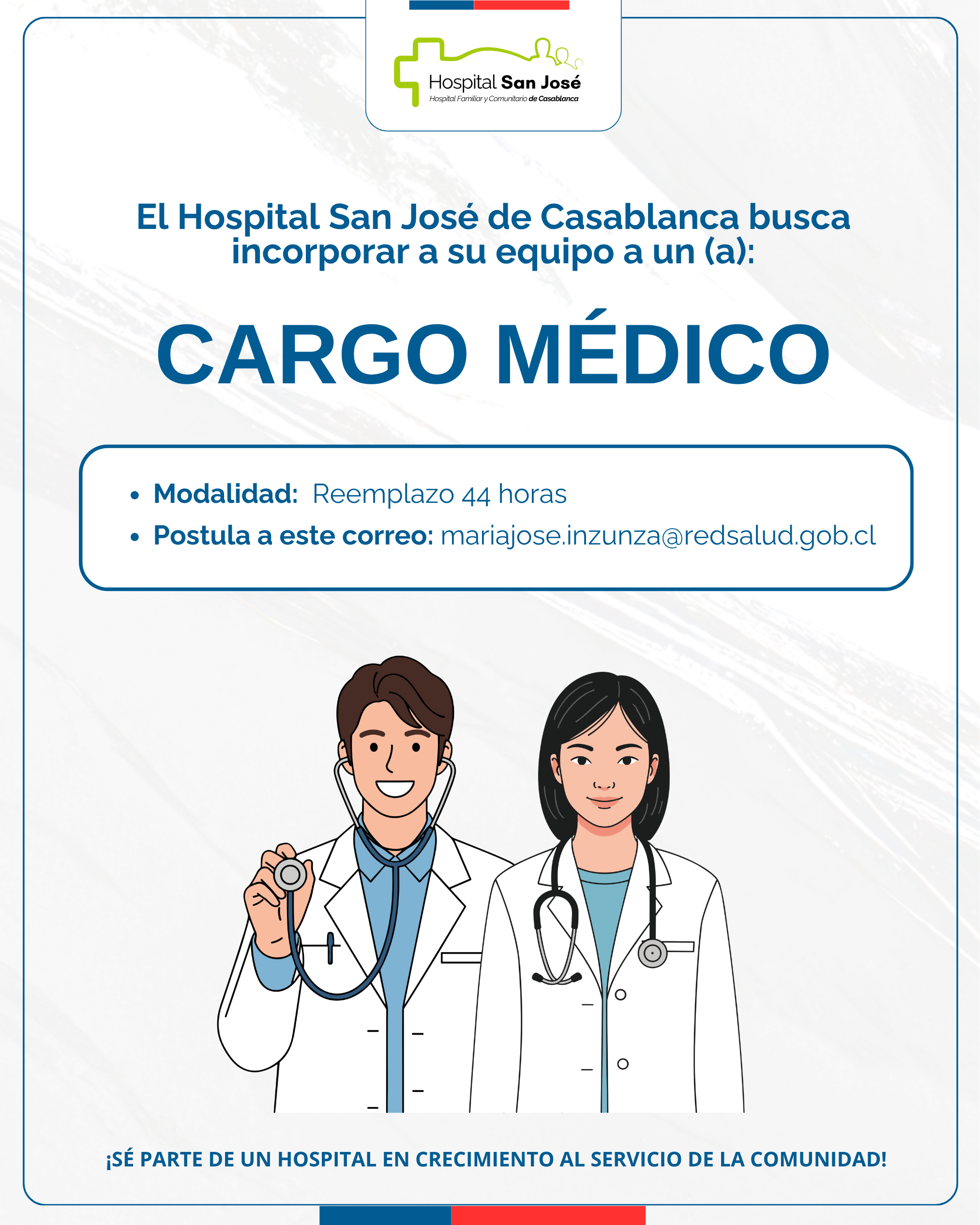 Cargo Médico 44 horas reemplazo